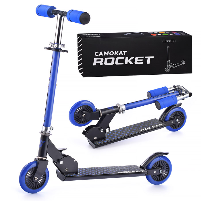 

Самокат 2-х колесный ROCKET,колеса PU/ 125 мм,ABEC 7, синий