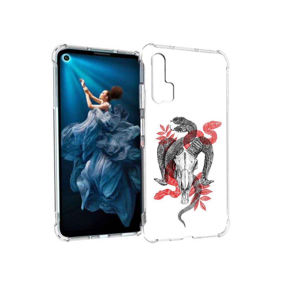 

Чехол MyPads Tocco для Honor 20 Pro змея в черепе рисунок (PT129185.18.365), Прозрачный, Tocco