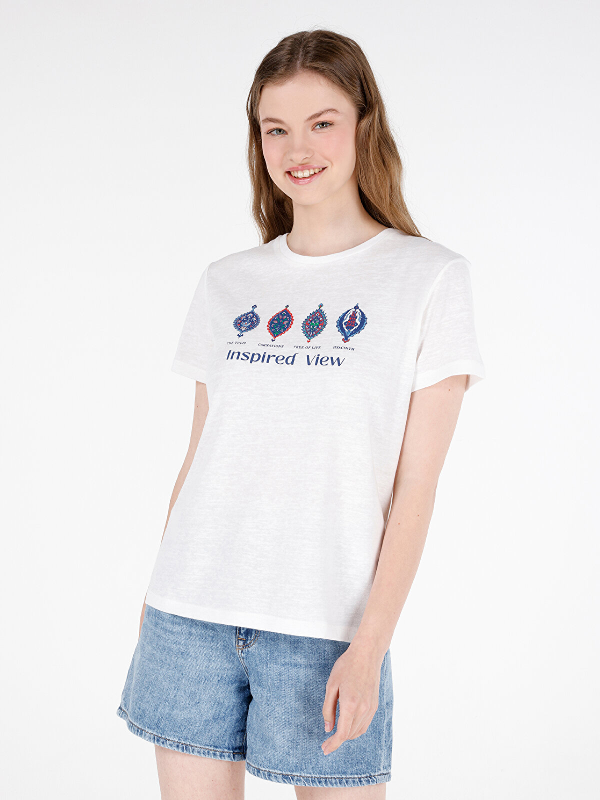 

Футболка женская Colin's CL1066579 белая L, Белый, CL1066579