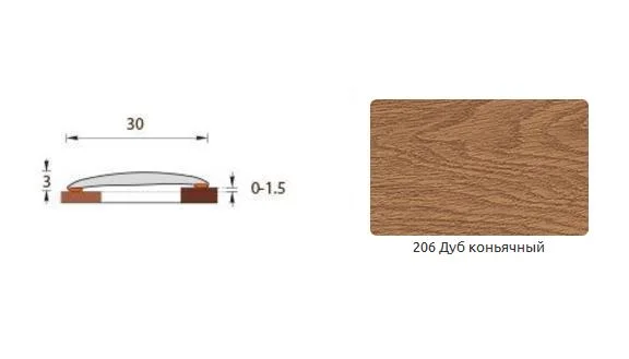 фото Порог изи дуб коньячный 206 30 мм 0,9 м идеал