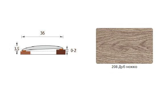 фото Порог изи дуб мокко 208 36 мм 0,9 м идеал