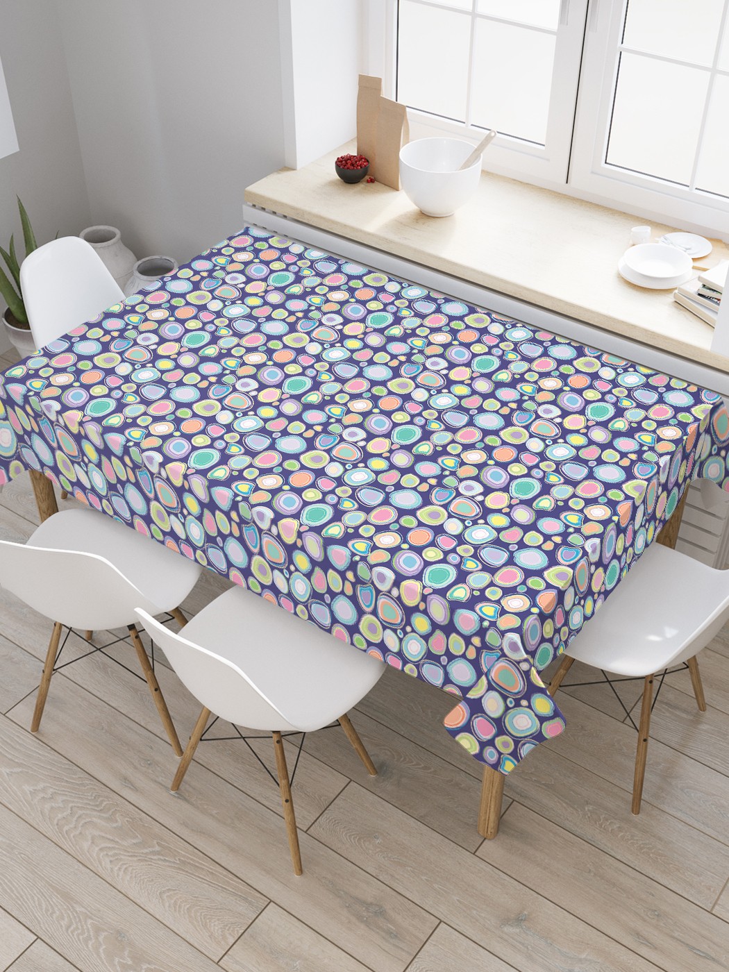 

Скатерть прямоугольная JoyArty "Абстрактные цветные камни" из оксфорда, 180x145 см, Голубой, Абстрактные цветные камни