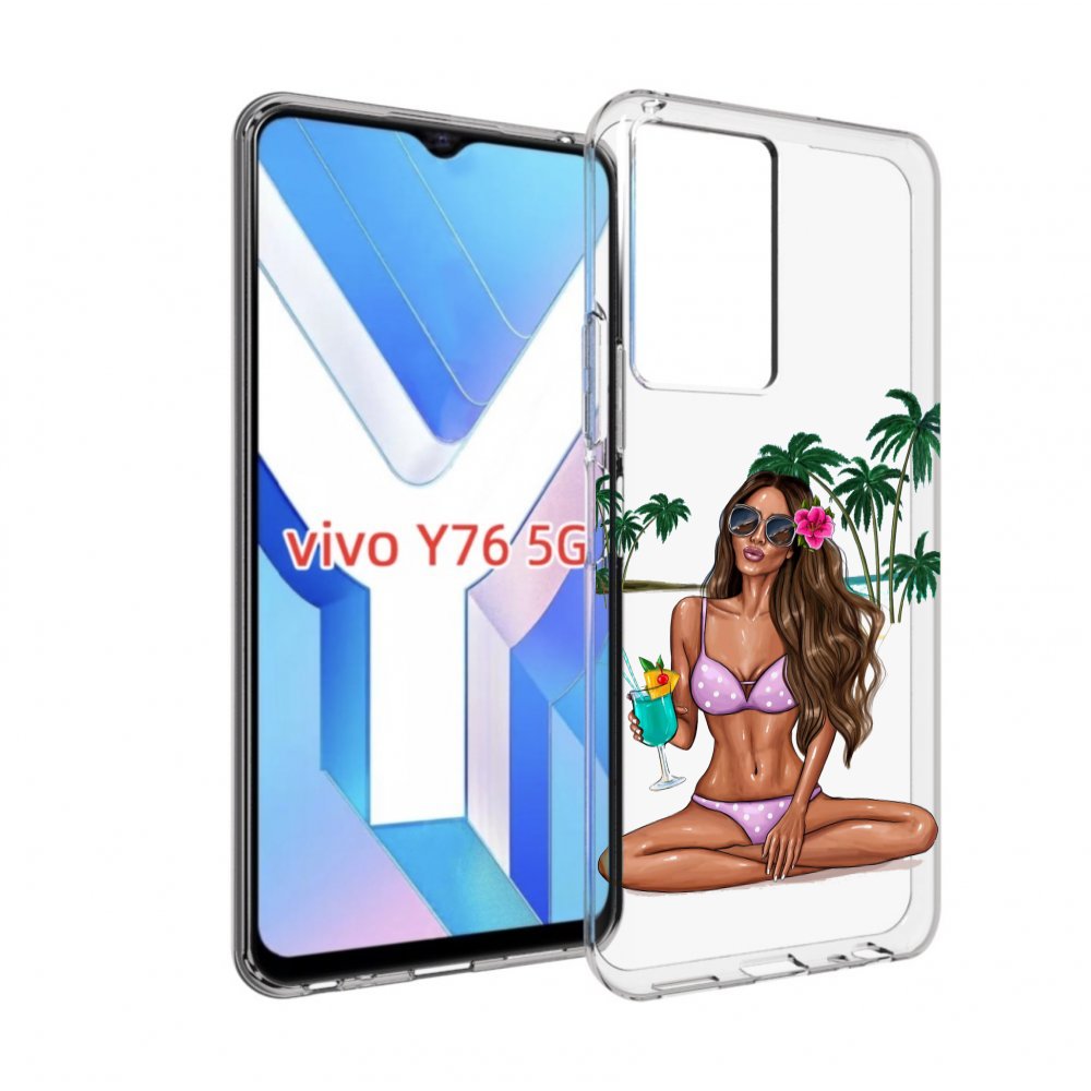 

Чехол MyPads Гавайская-девушка женский для Vivo Y76 5G, Прозрачный, Tocco