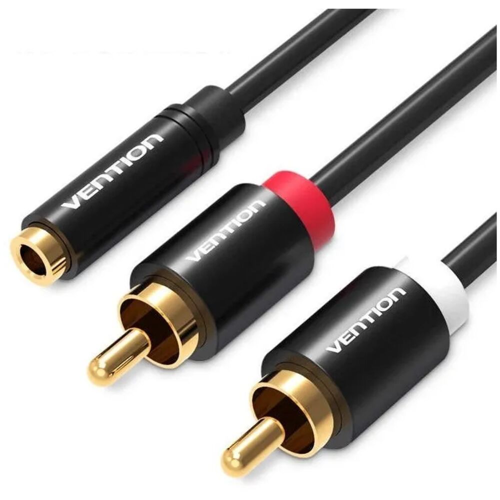

Кабель Jack (3.5mm) (F) - 2*RCA 2.0m Vention (VAB-R01-S200), Черный, VAB-R01-S200