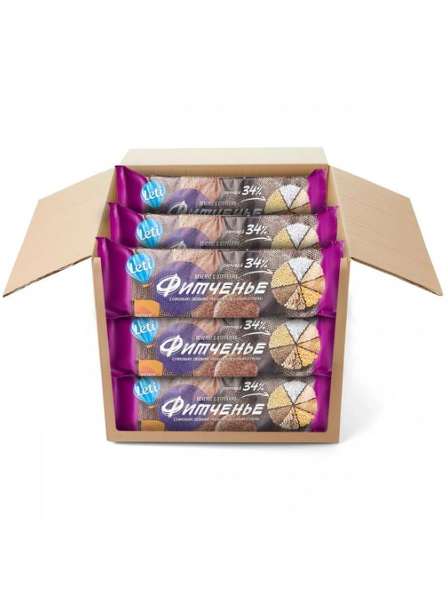 Спортивное печенье Leti Фитченье Печенье с отрубями, 9 шт по 150 г