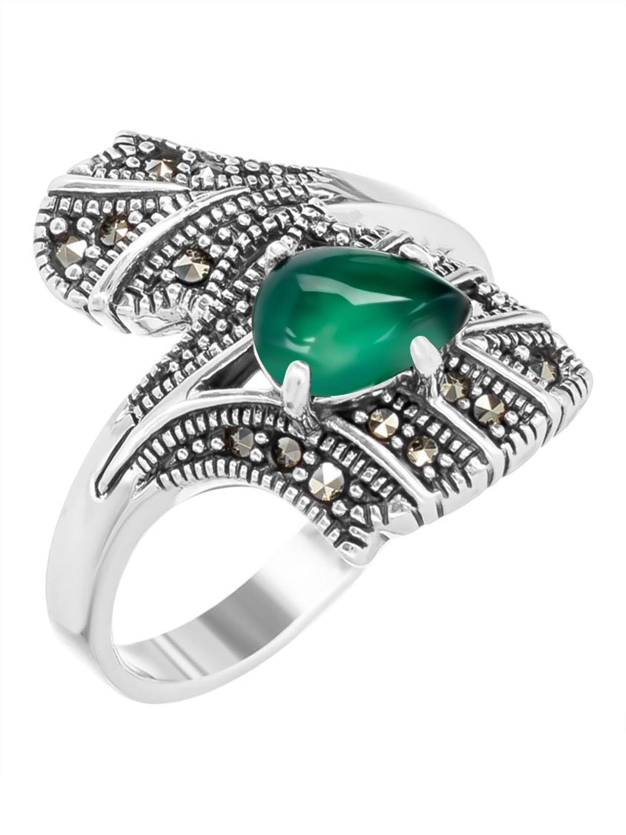 

Кольцо из серебра с марказитом/хризопразом р. 17,5 Марказит HR1698, HR1698_марказит, хризопраз