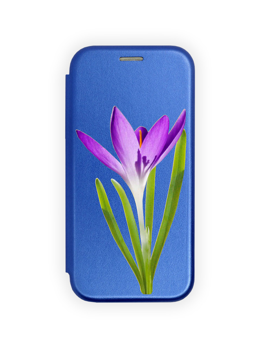 Чехол для Xiaomi Poco M5 4G, M4 5G с магнитом, синий с принтом ВЕСЕННИЙ КРОКУС