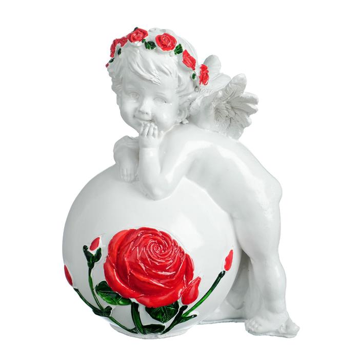 фото Фигура "ангел на шаре с розой" 18х14см хорошие сувениры