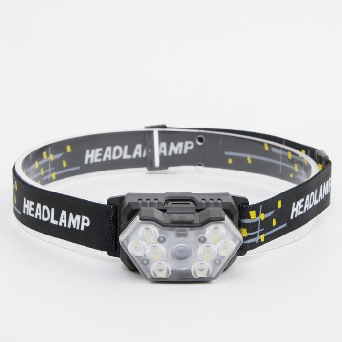 

Фонарь налобный, 8 Вт, 8 LED, XT, 6 режимов, 3 ААА, Черный, 9228219