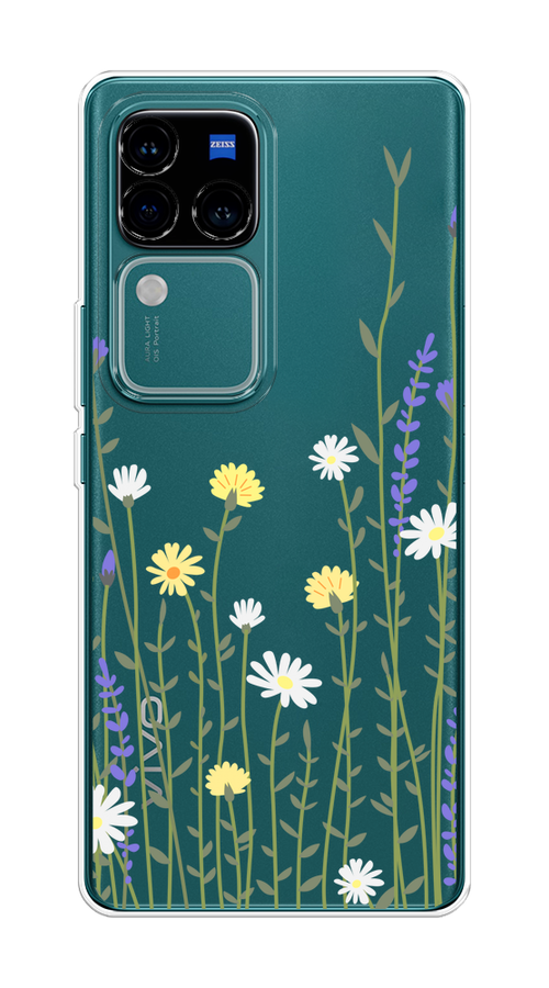 

Чехол на Vivo V30 Pro/S18 Pro "Ромашка и лаванда", Зеленый;желтый;прозрачный, 269950-1