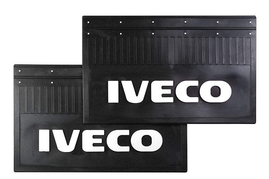 

Комплект брызговиков IVECO задние (LUX) белая надпись 600*370