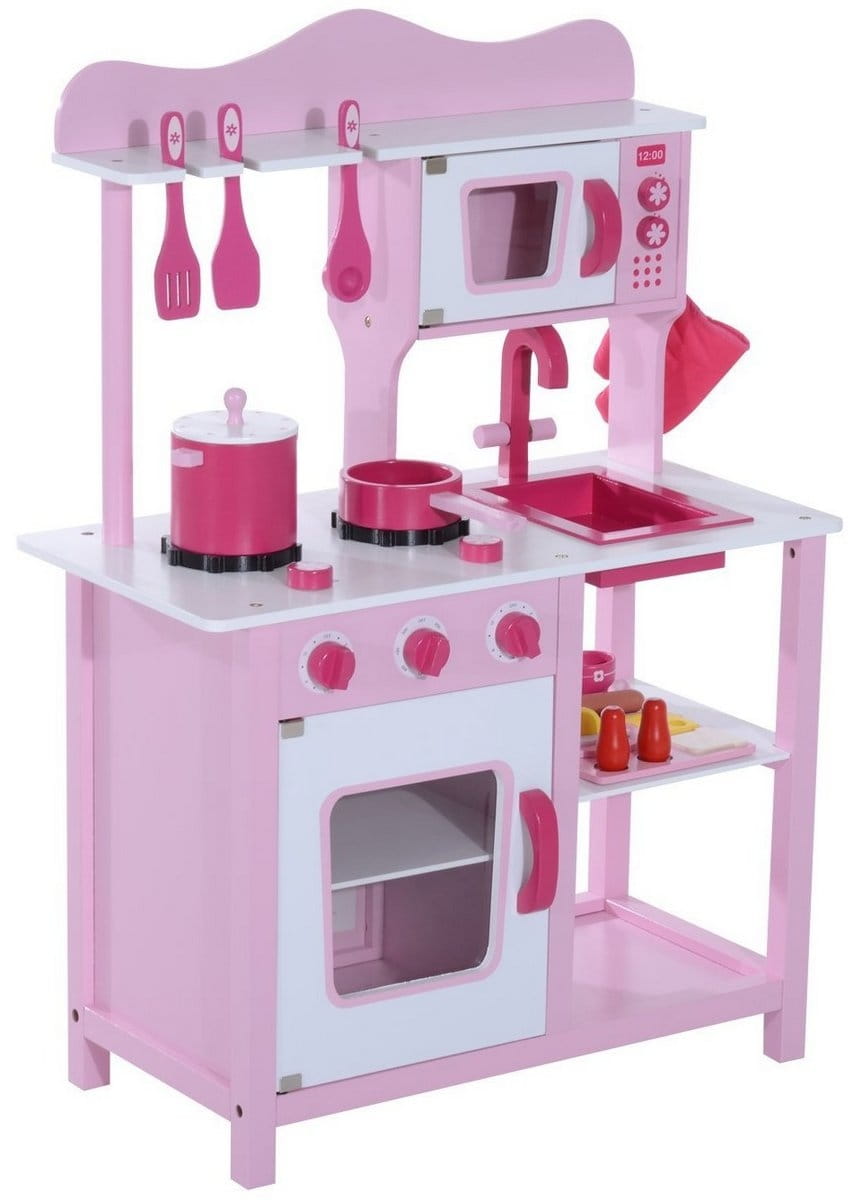фото Детская кухня lanaland фьюжн с набором посуды w10c045 розовая