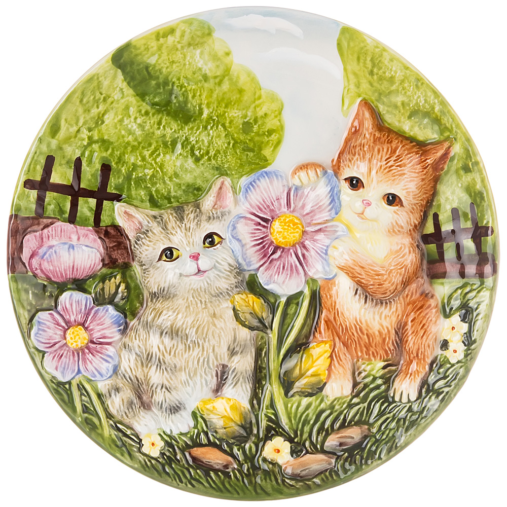 Набор из 4 штук Тарелка декоративная Lefard Котята и цветы 20.5х3 см