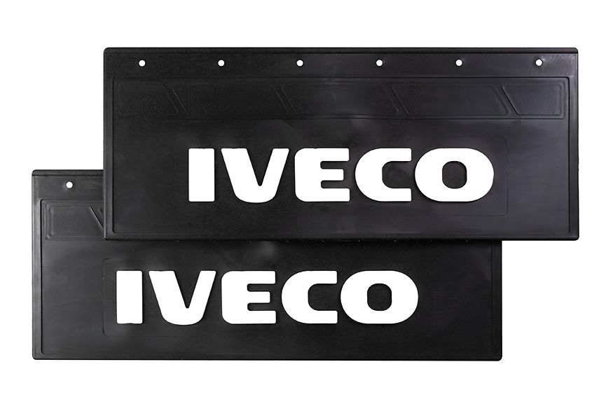 

Комплект брызговиков IVECO задние 670*270 (LUX) белая надпись