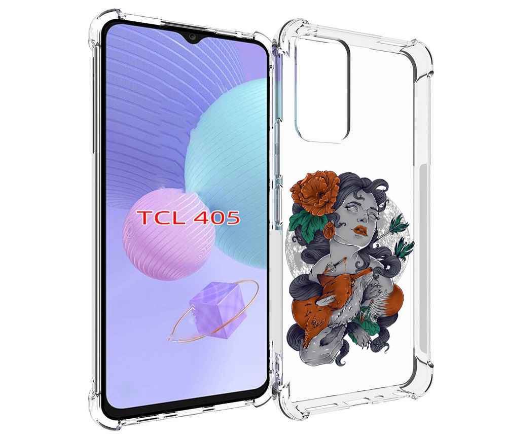 

Чехол MyPads темная девушка с лисой для TCL 405, Tocco