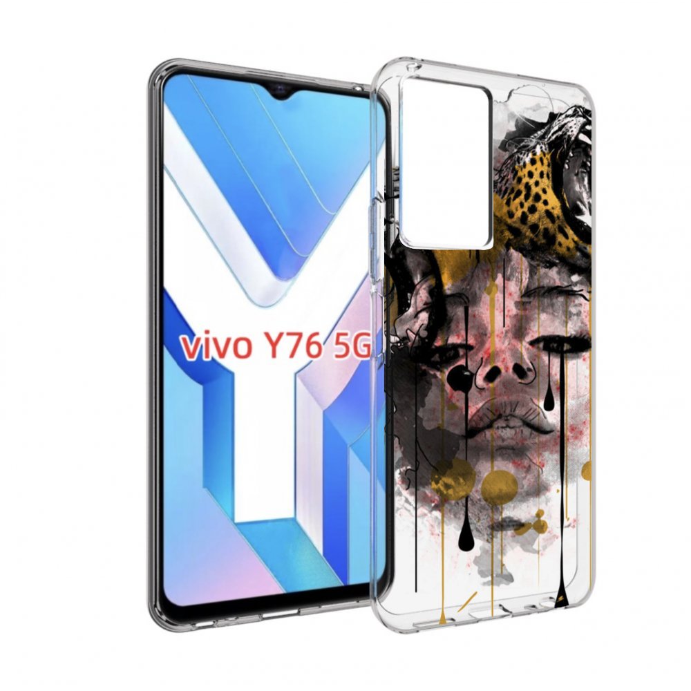 

Чехол MyPads Девушка гепард женский для Vivo Y76 5G, Прозрачный, Tocco
