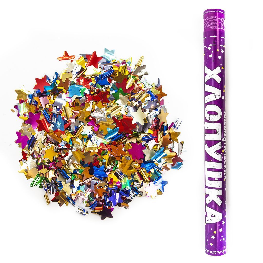 Хлопушка пиротехническая Дон Баллон Металлизированные звезды 8260STAR 1 шт.