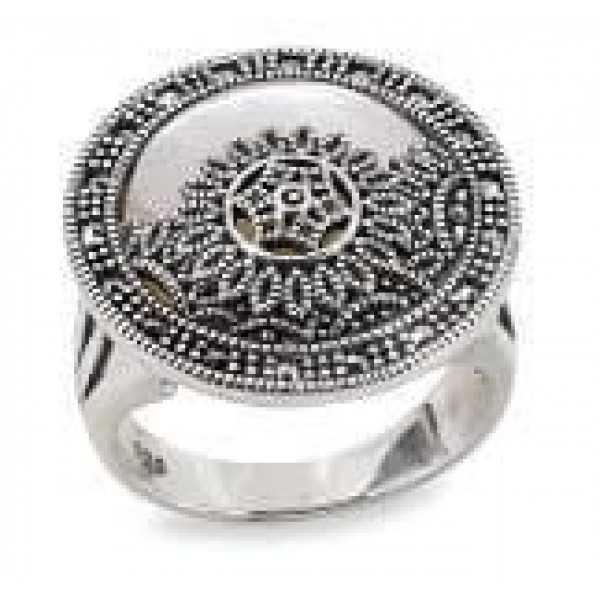 

Кольцо из серебра с марказитом/перламутром р. 19,5 Марказит HR1839, HR1839_марказит, перламутр