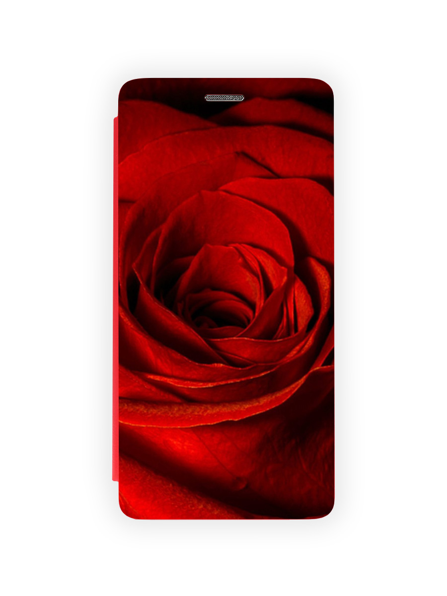Чехол для Xiaomi Redmi A1+, A2+ с магнитом, красный с принтом БУТОН РОЗЫ