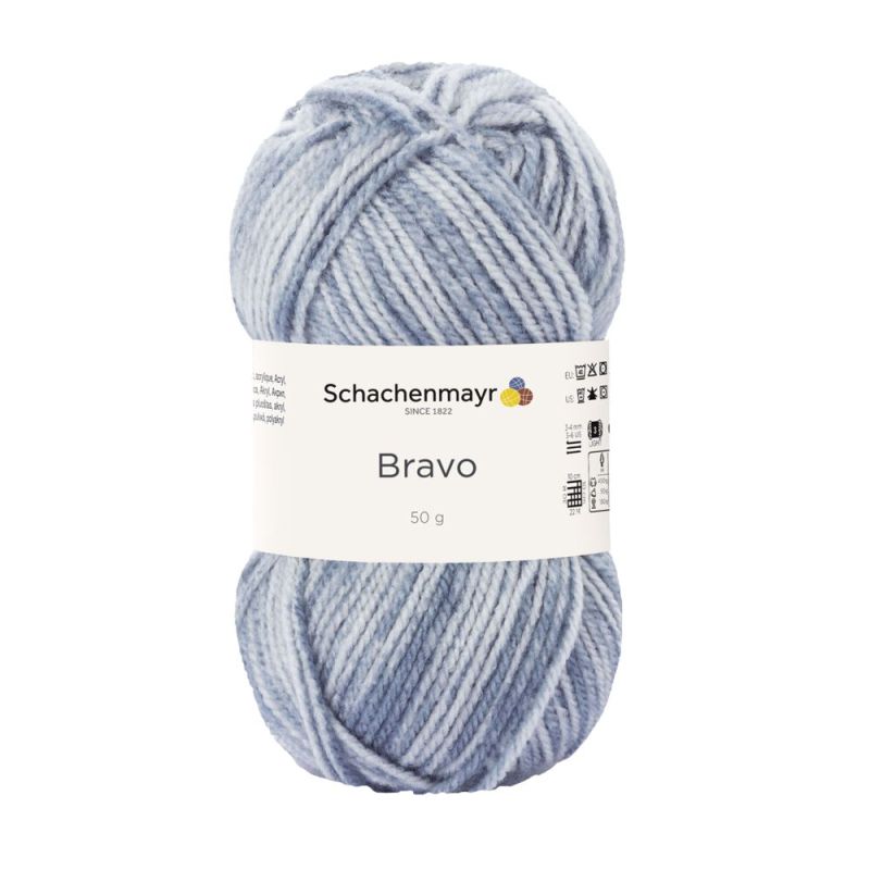 

Пряжа Schachenmayr Bravo 9801211 08352, himmel denim, белый/голубой/серый, 08352, himmel denim, белый/голубой/серый