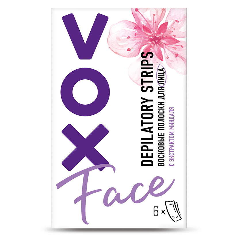 Полоски восковые для лица VOX 6 шт, 2 салфетки восковые полоски secret beauty для депиляции тела с мёдом 20 шт