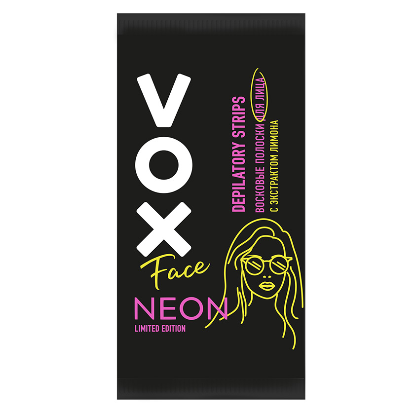 фото Полоски восковые для лица vox neon collection 12 шт+ 2 салфетки