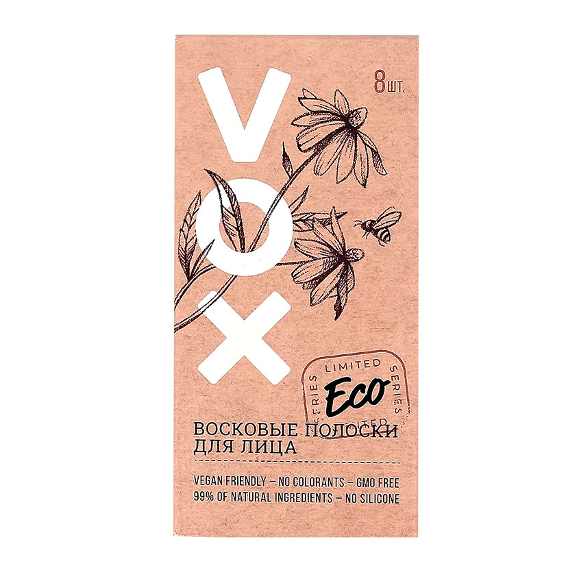 Купить Полоски восковые для лица VOX ECO с экстрактом алоэ вера и аргановым маслом 8 шт