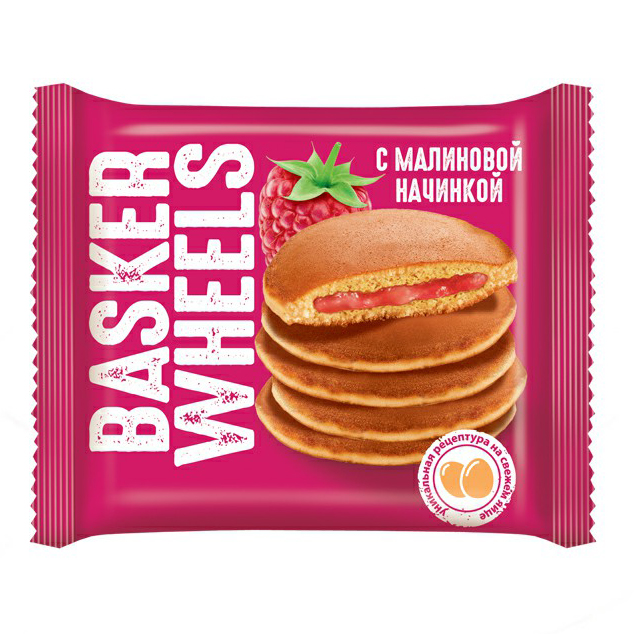 Пирожное Basker Wheels Pancake бисквитное с малиновым джемом 36 г