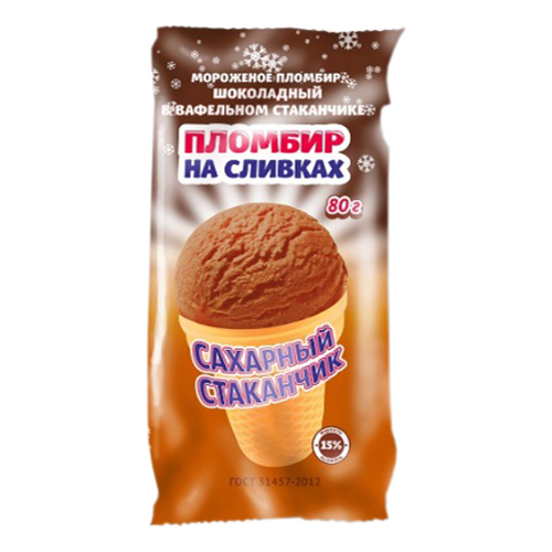 

Мороженое Пломбир на сливках шоколадное стаканчик 80 г