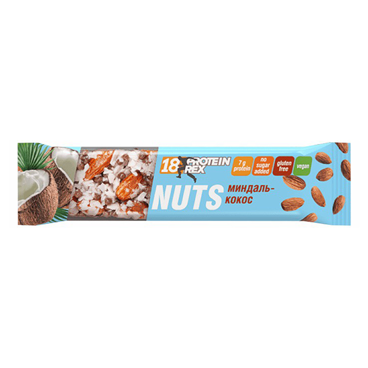 фото Батончик protein rex nuts миндаль-кокос 40 г proteinrex