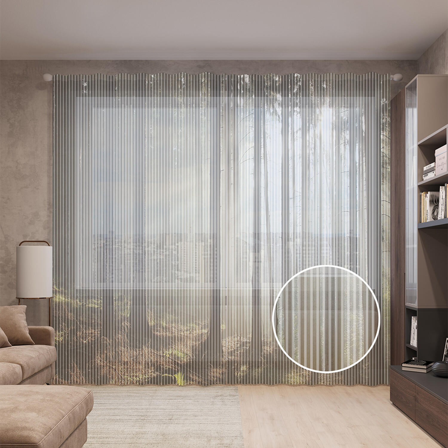 

Тюль вуаль на шторной ленте с принтом JoyArty "Ослепляющий лесной свет" 310х265 см, Ослепляющий лесной свет