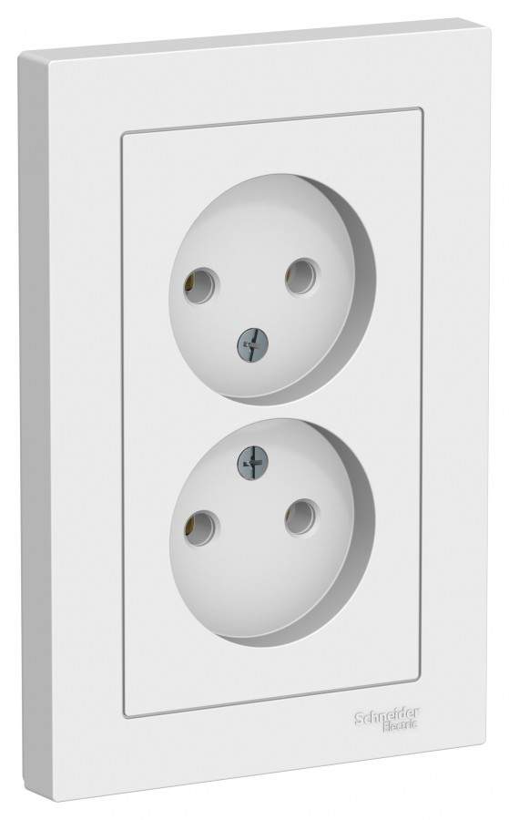 Розетка Schneider Electric Atlas Design, 2-мест., арт. 662364, СУ, белый, 3 шт. ferplast atlas 10 trendy v 1 переноска для животных