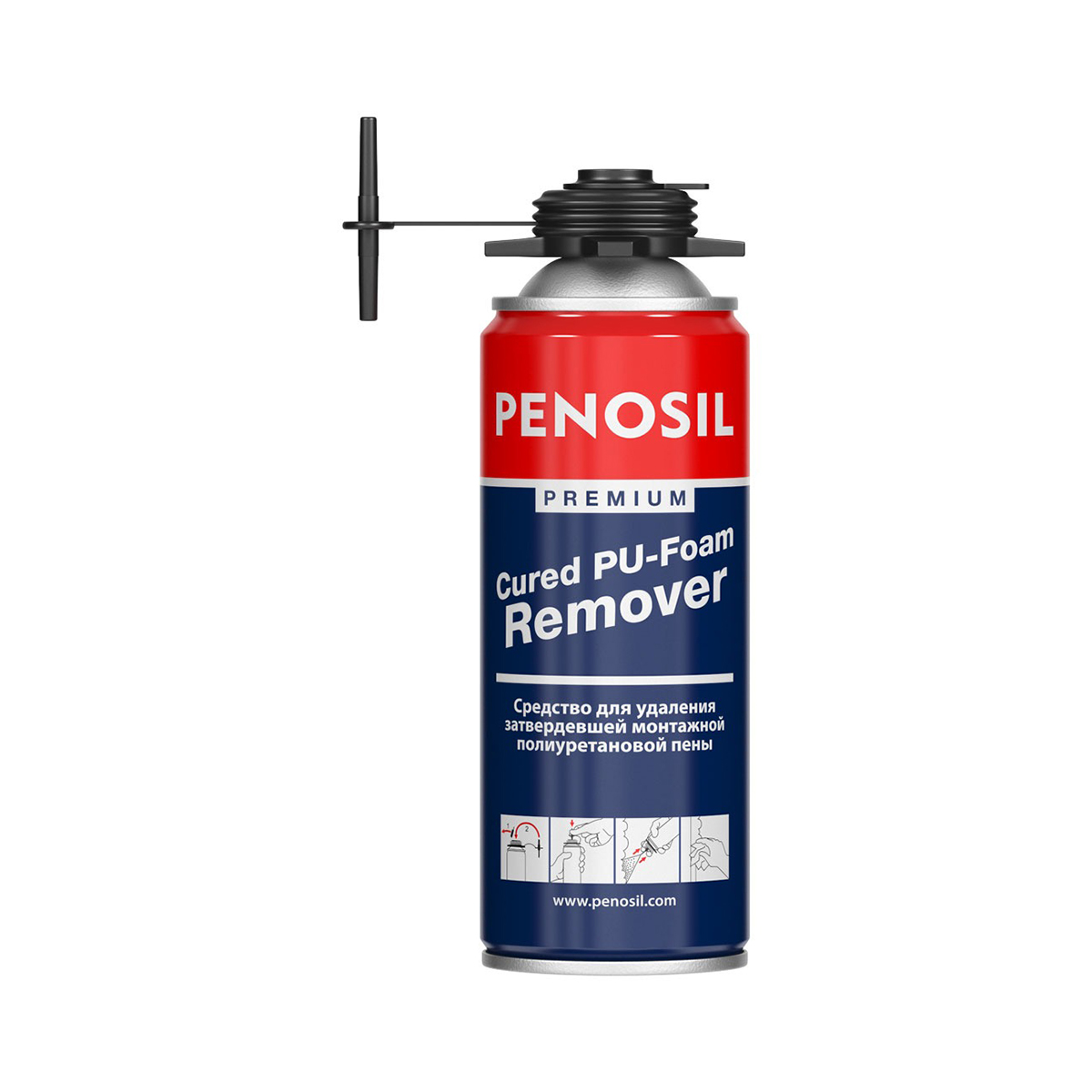 Очиститель застывшей монтажной пены Penosil Premium Cured PU-Foam Remover, 340 мл очиститель для карбюратора инжектора аэрозольный 335 мл avs avk 045 a078522s