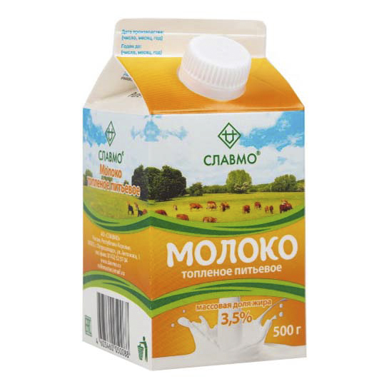 

Молоко 3,5% пастеризованное 500 мл Славмо