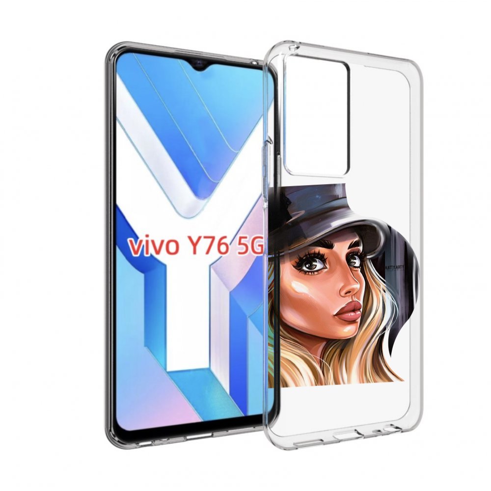 Чехол MyPads Девушка-в-шляпе женский для Vivo Y76 5G