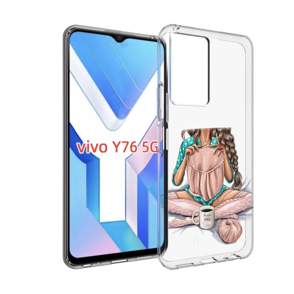 

Чехол MyPads Девушка-вяжет женский для Vivo Y76 5G, Прозрачный, Tocco