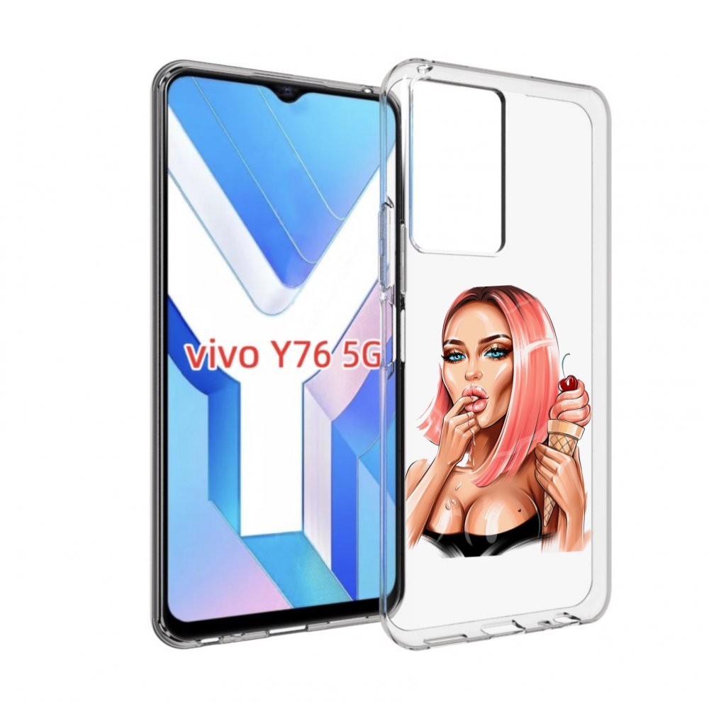 

Чехол MyPads Девушка-и-мороженое женский для Vivo Y76 5G, Прозрачный, Tocco