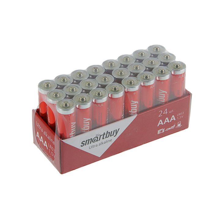 

Батарейка алкалиновая Smartbuy Ultra, AAA, LR03-24BOX, 1.5В, набор 24 шт.