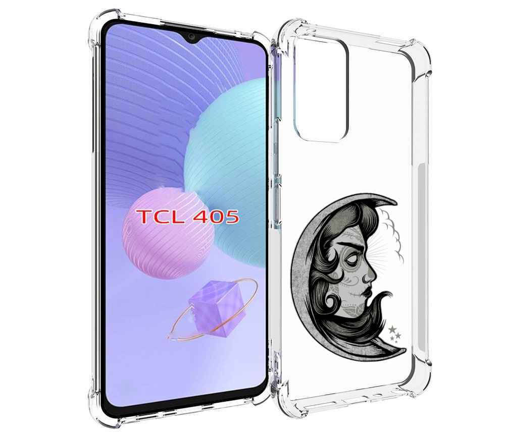 

Чехол MyPads черно белая луна с лицом для TCL 405, Tocco