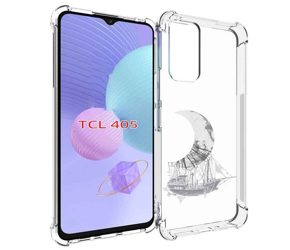 

Чехол MyPads черно белый корабль полумесяц для TCL 405, Tocco