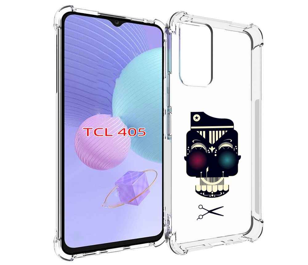 

Чехол MyPads черно белый скелет с яркими глазами для TCL 405, Tocco