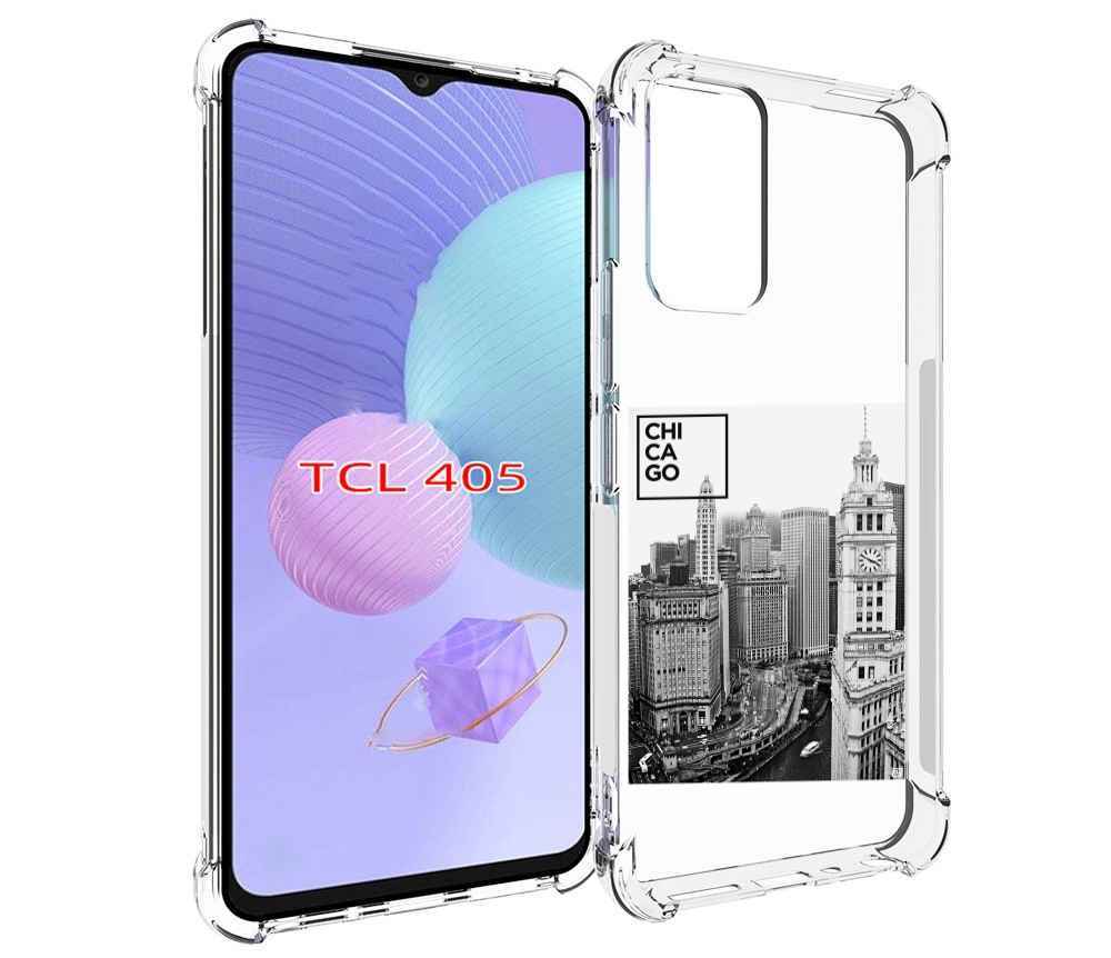

Чехол MyPads черно белый чикаго для TCL 405, Tocco