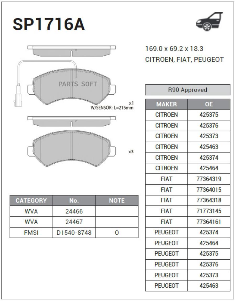 

Тормозные колодки Sangsin brake SP1716A