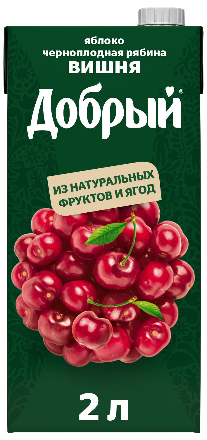 

Нектар Добрый Яблоко Черноплодная рябина Вишня 2 л, Добрый яблоко-вишня-рябина