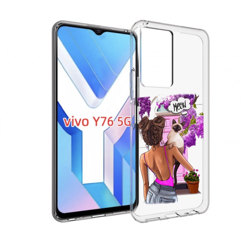 

Чехол MyPads Девушка-с-котиком женский для Vivo Y76 5G, Прозрачный, Tocco