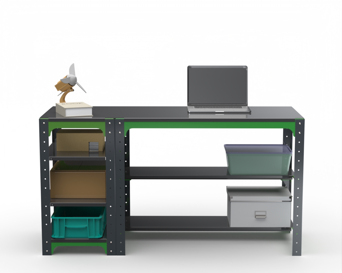 

Стол металлический Metalex серия KIT 750х1400х600 с боковыми полками (серо-зеленый)