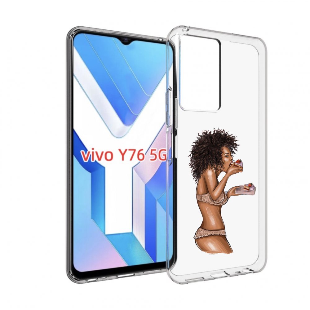 

Чехол MyPads Девушка-с-пирожными женский для Vivo Y76 5G, Прозрачный, Tocco