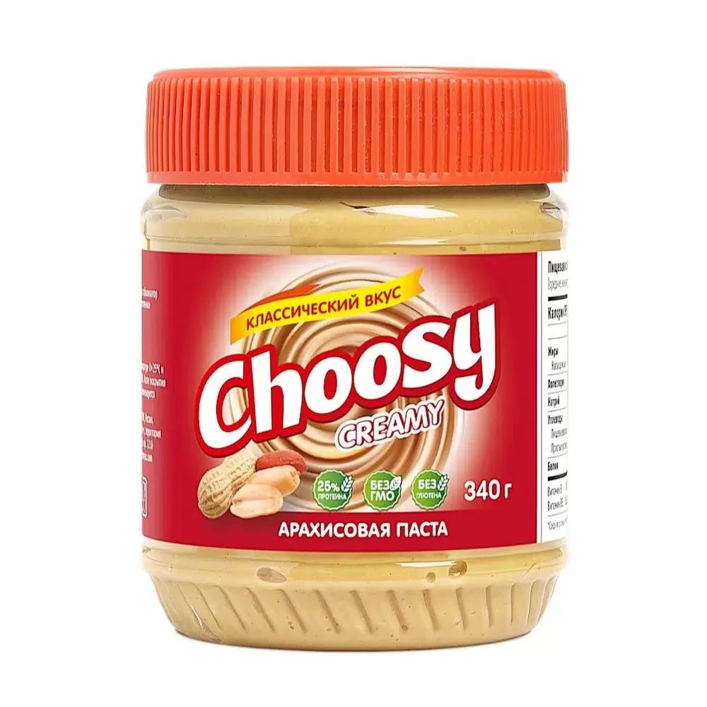 

Паста Choosy creamy арахисовая +-340 г