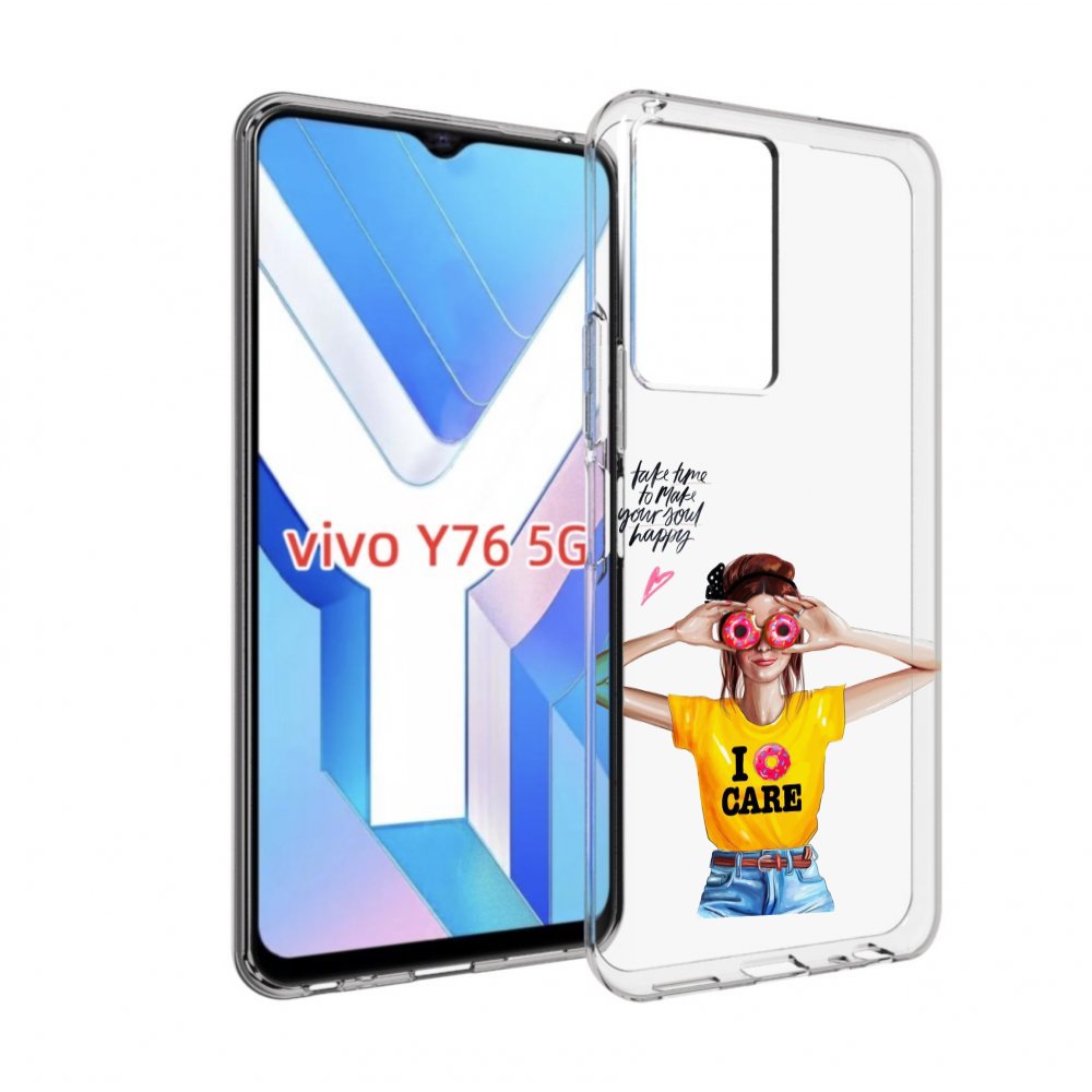 

Чехол MyPads Девушка-с-пончиками женский для Vivo Y76 5G, Прозрачный, Tocco