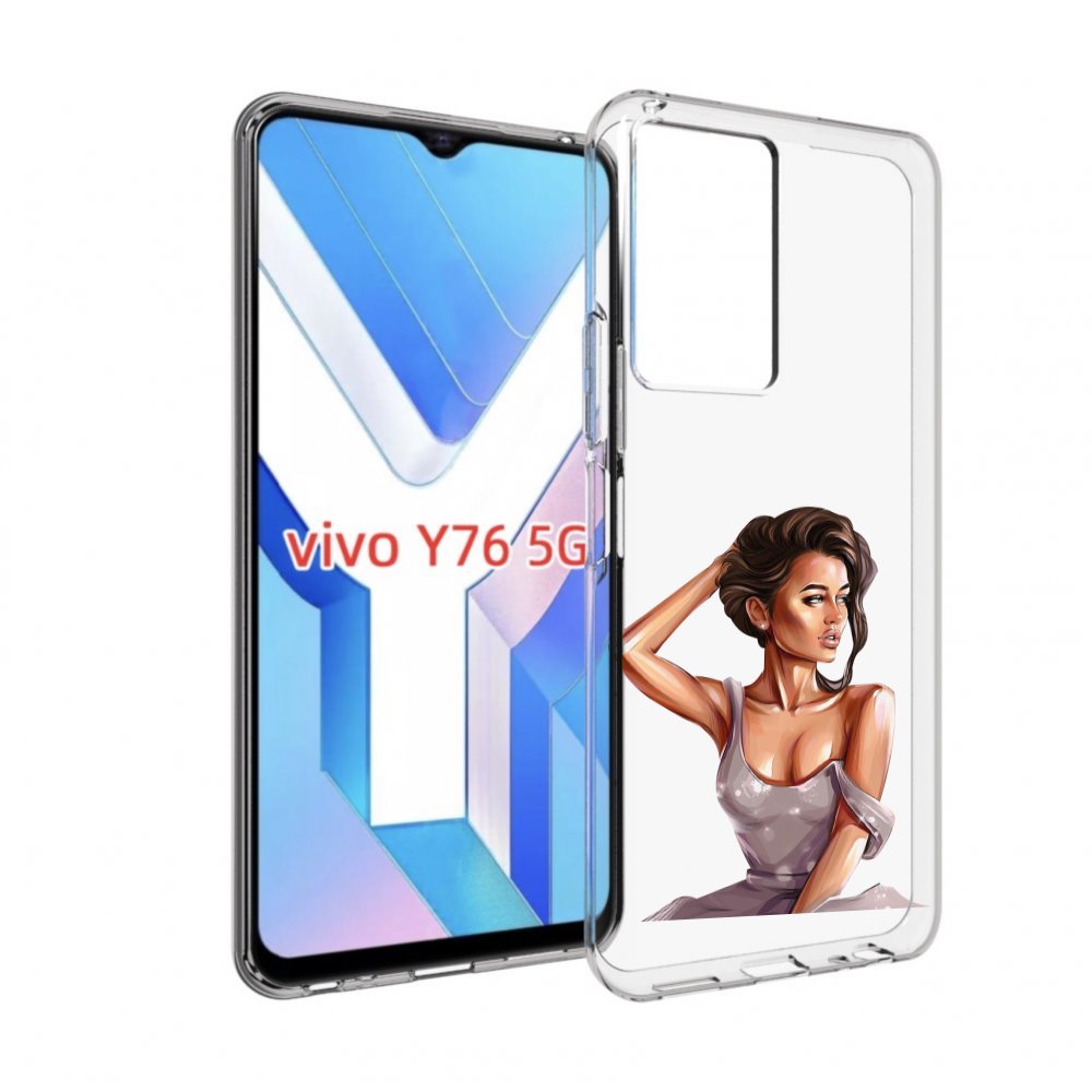 

Чехол MyPads Девушка-с-прической женский для Vivo Y76 5G, Прозрачный, Tocco